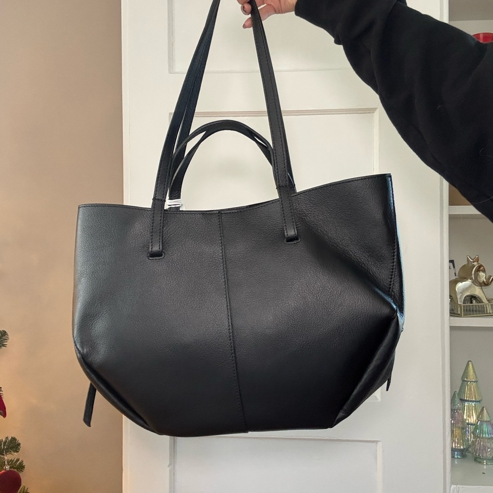 Made in Italy Genuine Leather Black Tote Bag